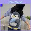 Cartoon Penguin Plush Backpack For Girls With Soft Faux Fur And Zip Closure