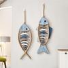 AEE4-Wooden Fish Wall Decor, Antique Nautical Fish Decoration, Hand Carved Fish Wall Decor, For Mediterranean Beach Theme