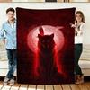 Red Wolf and Raven Flannel Blanket Soft Cozy Throws Napping Travel Use
