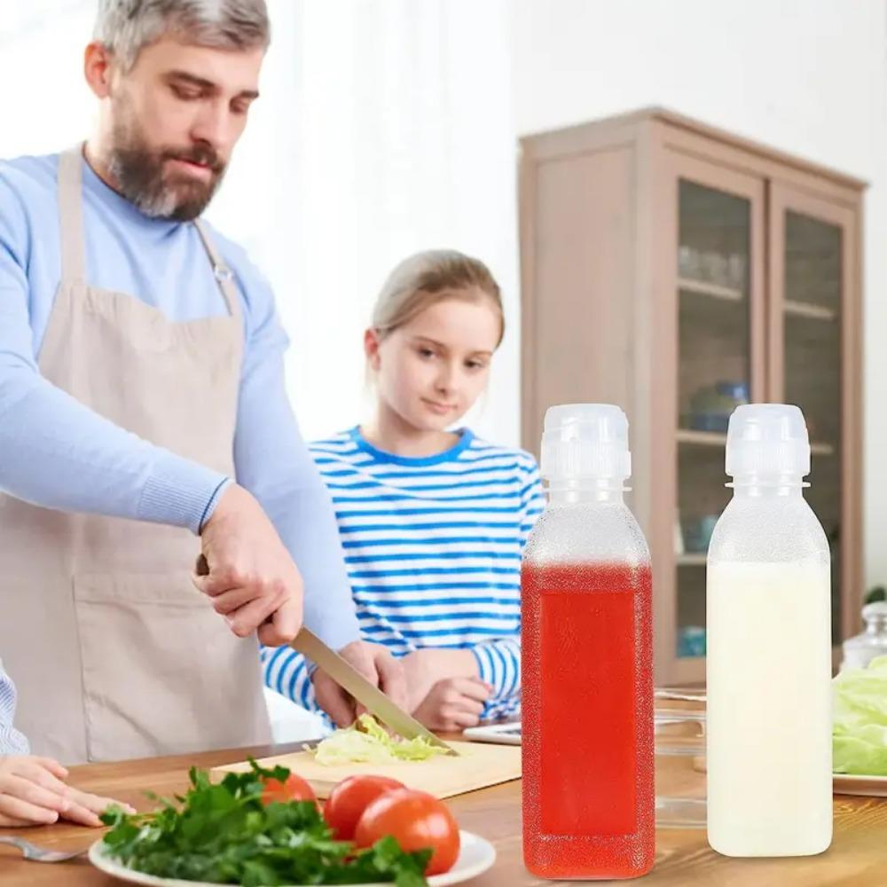 5PCS 300/500ML Condiment Squeeze Seasoning Bottles with Flip Cap Portable Sauce Bento Oil Ketchup BBQ-Condiment Kitchen Supplies