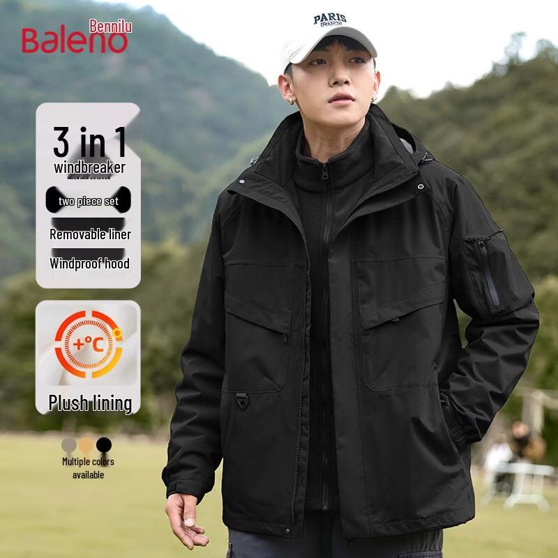 Baleno Men s 3-in-1 Outdoor Windproof Mountaineering Jacket 2XL