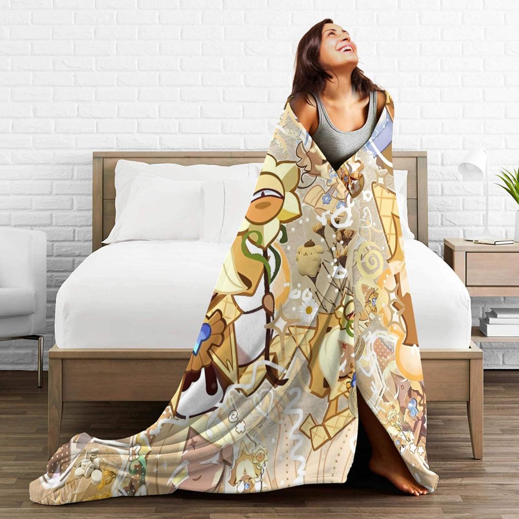 Cookie Run Kingdom Pure Vanilla Cookie Flannel Throw Blanket  for Bedspreads Knitted Blanket Office Super Soft Breathable
