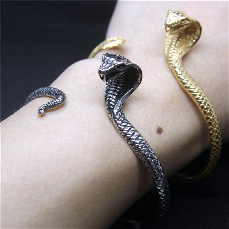 316L Stainless Steel Snake Cobra Bangle Punk Style Serpent Unisex Bracelet