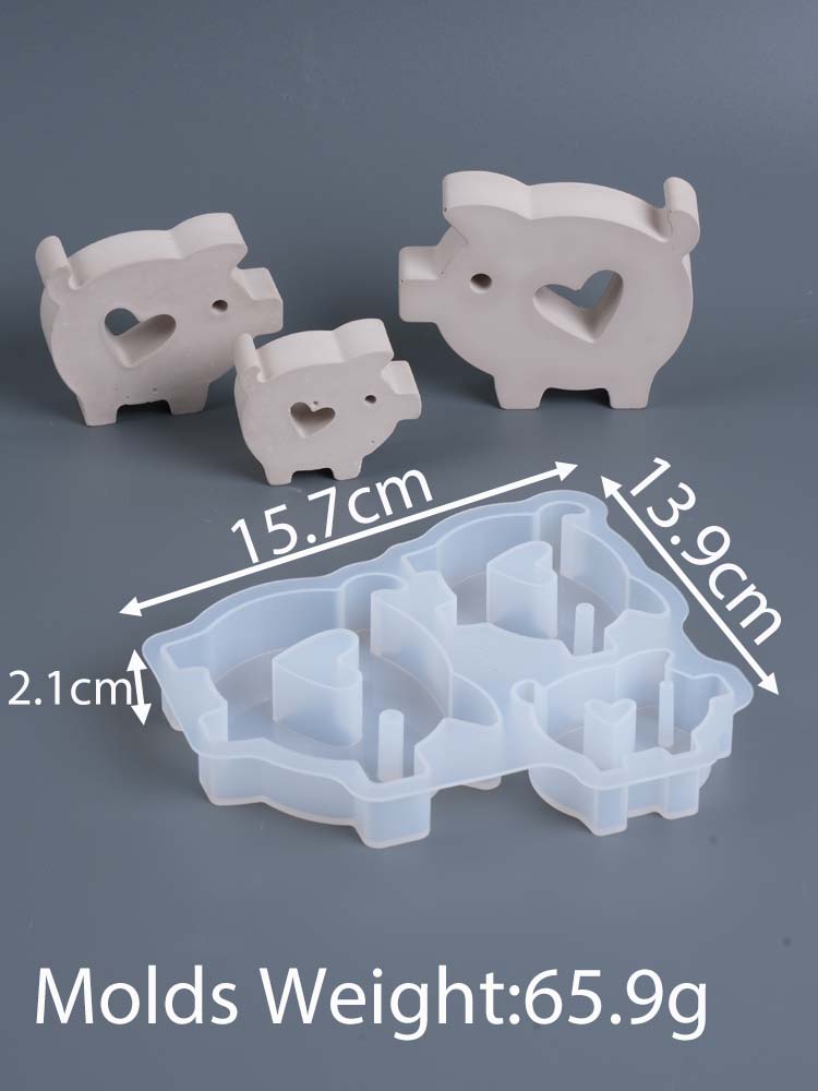 

3 Hole Cute Pig Pendant Silicone Mold DIY S/M/L Animal Piggy Aromatherapy Gypsum Molds Resin Crafts Making Home Decor Supplies