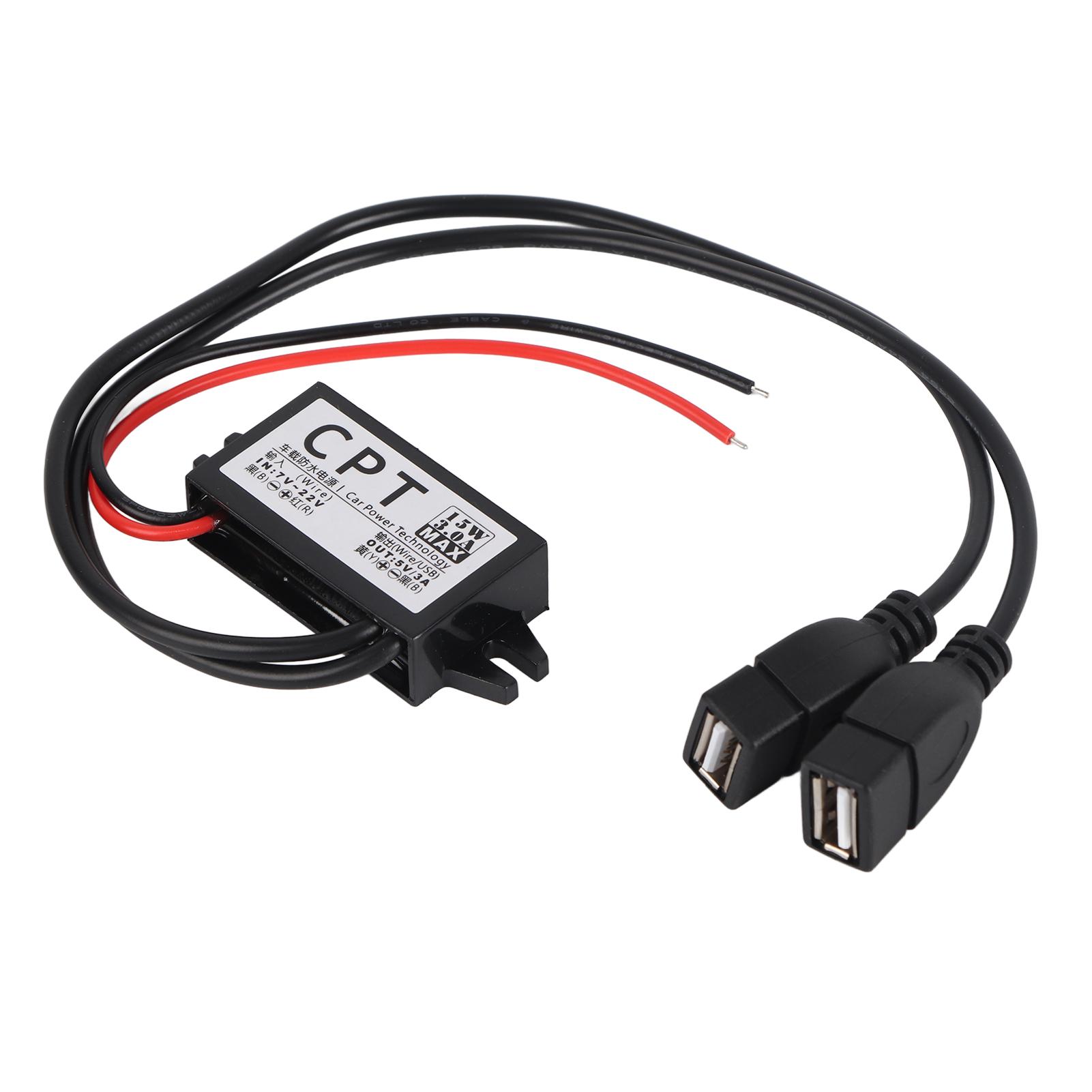 

Преобразователь DC 12V в 5V 3A с двойным USB для автомобильного источника питания, понижающий напряжение