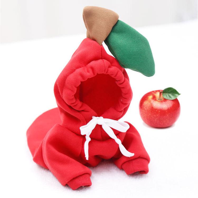 Small/Medium Dog & Cat Fleece Hoodie - Autumn/Winter Fruit Design, Anti-Scratch, Cute for Teddy & French Bulldog