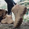 Casual Sneakers Men Lace-up High-top Comfortable Wear-resistant Breathable Hiking Shoes Men Shock-absorbing Outdoor Sports Shoes