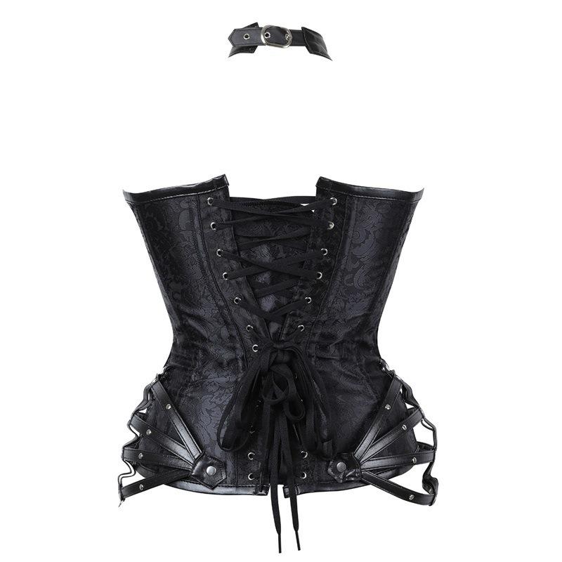 Gothic Halter Neck Steel Bone Side Zipper Corset Slimming Body Shaper Top