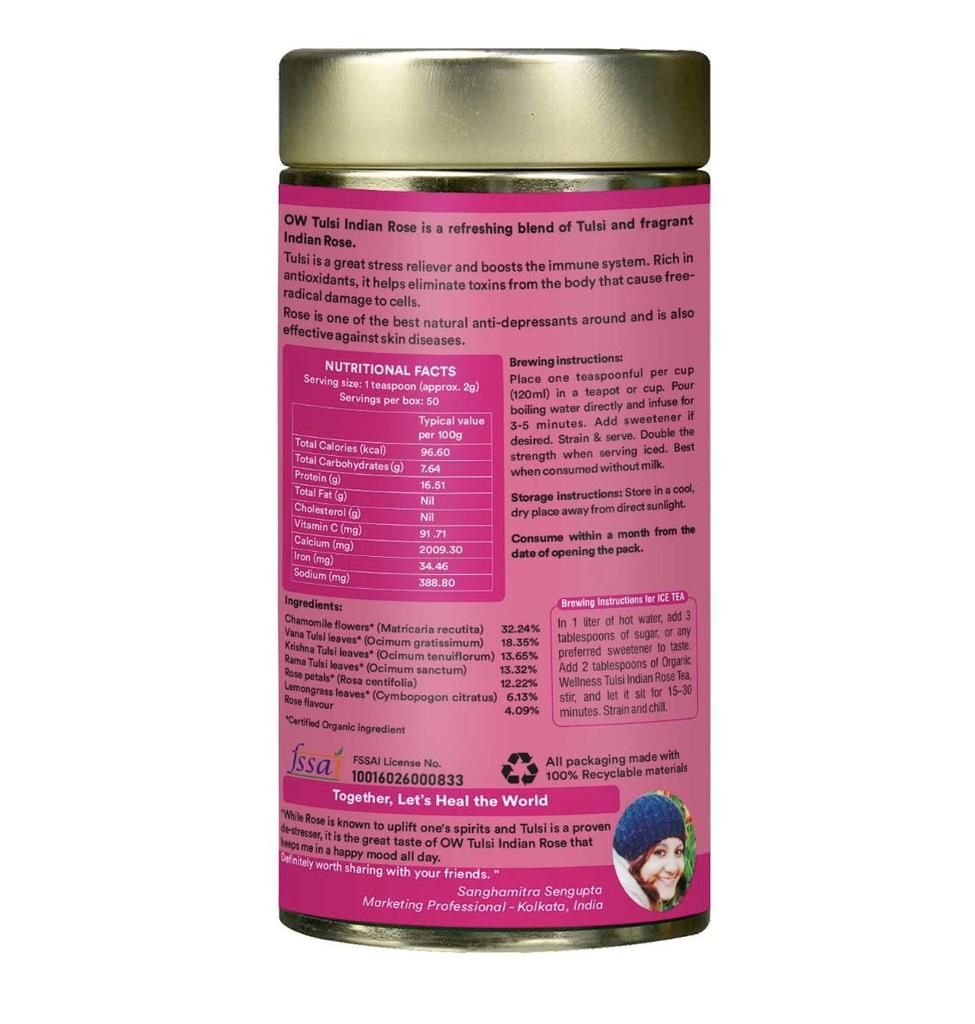 Čaj s Tulsi a indickou růží (100 g), Tulsi čaj z indické růže, Bio Wellness