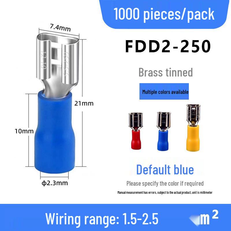 Brass Cold-Pressed FDD Female Pre-Insulated Terminal Insert Spring Wiring Connector with Copper Lugs