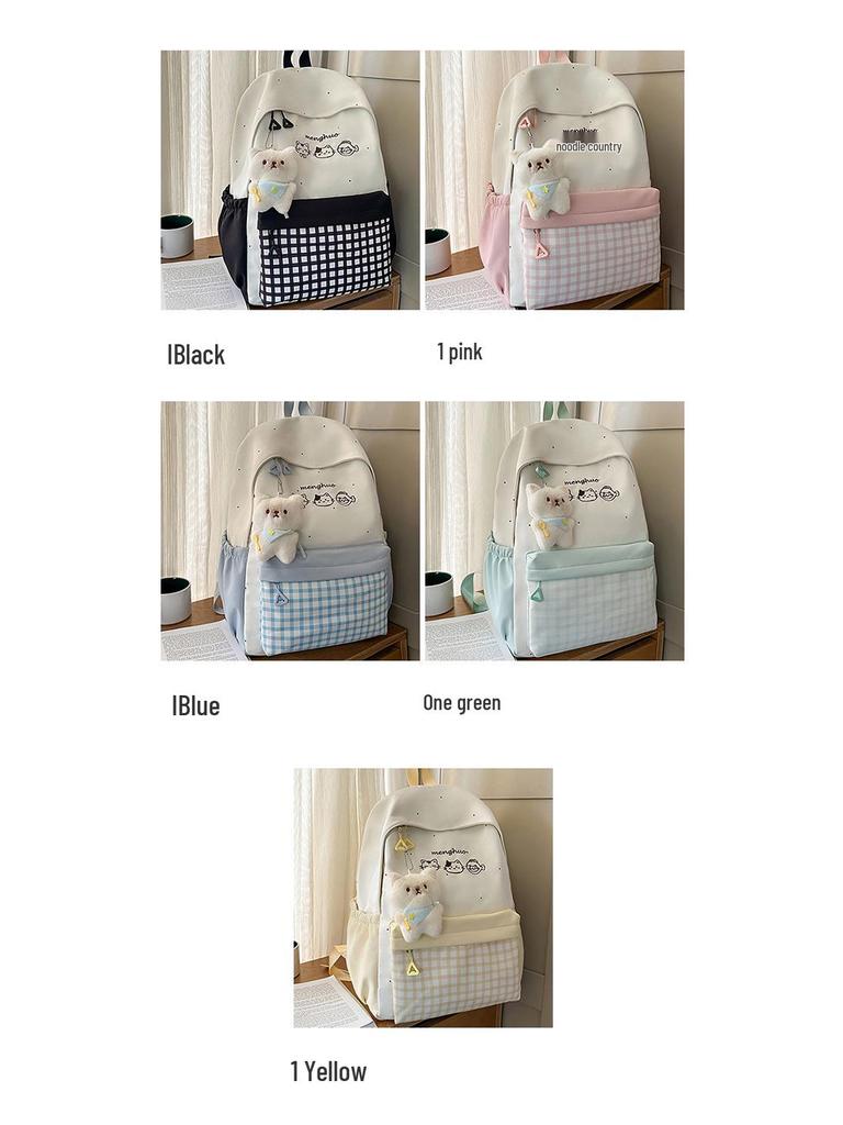 New Color Block Backpack for High School & College Women - Campus, Mori Style