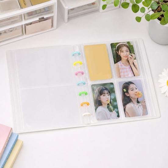 Pilzloch-Album, 3-Zoll-Foto-Karten-Organizer mit klaren dicken Seiten, bunter Druckknopfverschluss, stilvolle Morandi-Farben, perfekt zum Sammeln
