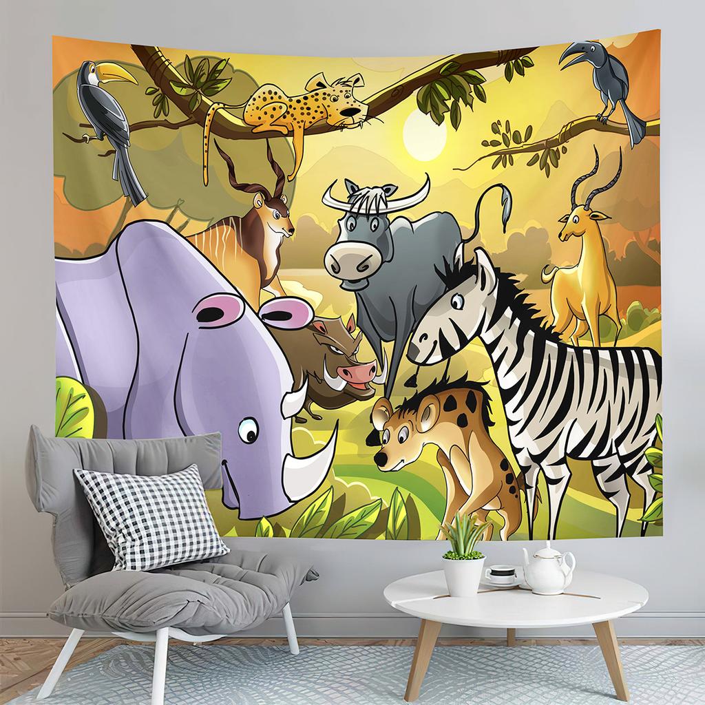 Arazzo Animali Cartoni Animati Leone Giraffa Arazzo Regali per Bambini Ragazze Ragazzi Arazzi da Parete Camera da Letto Casa Soggiorno Dormitorio