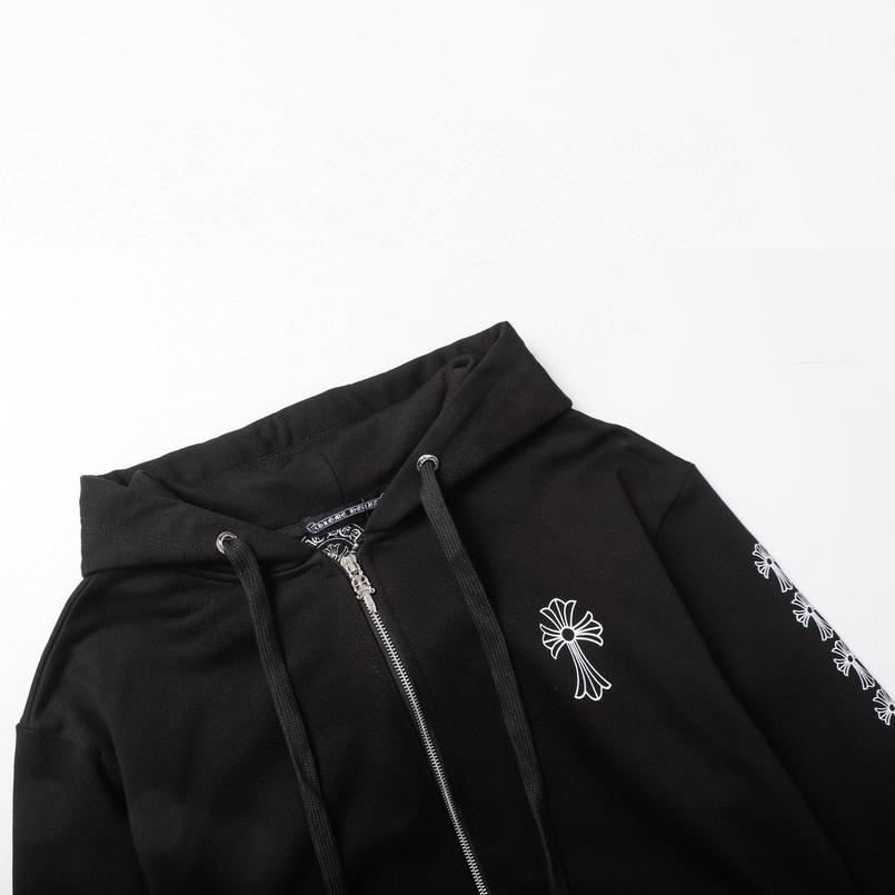 841 CHROME HEARTS 2026 Autumn and Winter New Plus Size Classic Style Logo Zipper Hooded Sweatshirt, Suitable for Couples to Wear