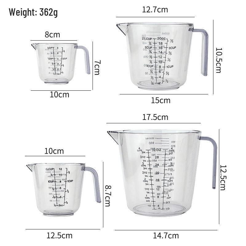 Available Double-Sided PS Transparent Measuring Cup (150/300/600/1000ML) with Scale - Ideal Baking Tool
