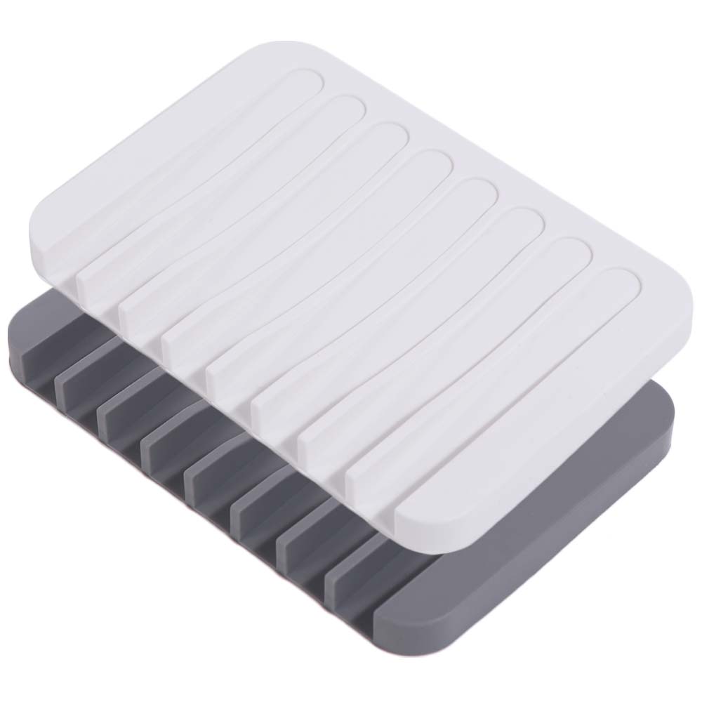 2Pcs Silicone Soap Dish Holder Creative Soap Plate Soap Saver Tray  Bathroom Accessories