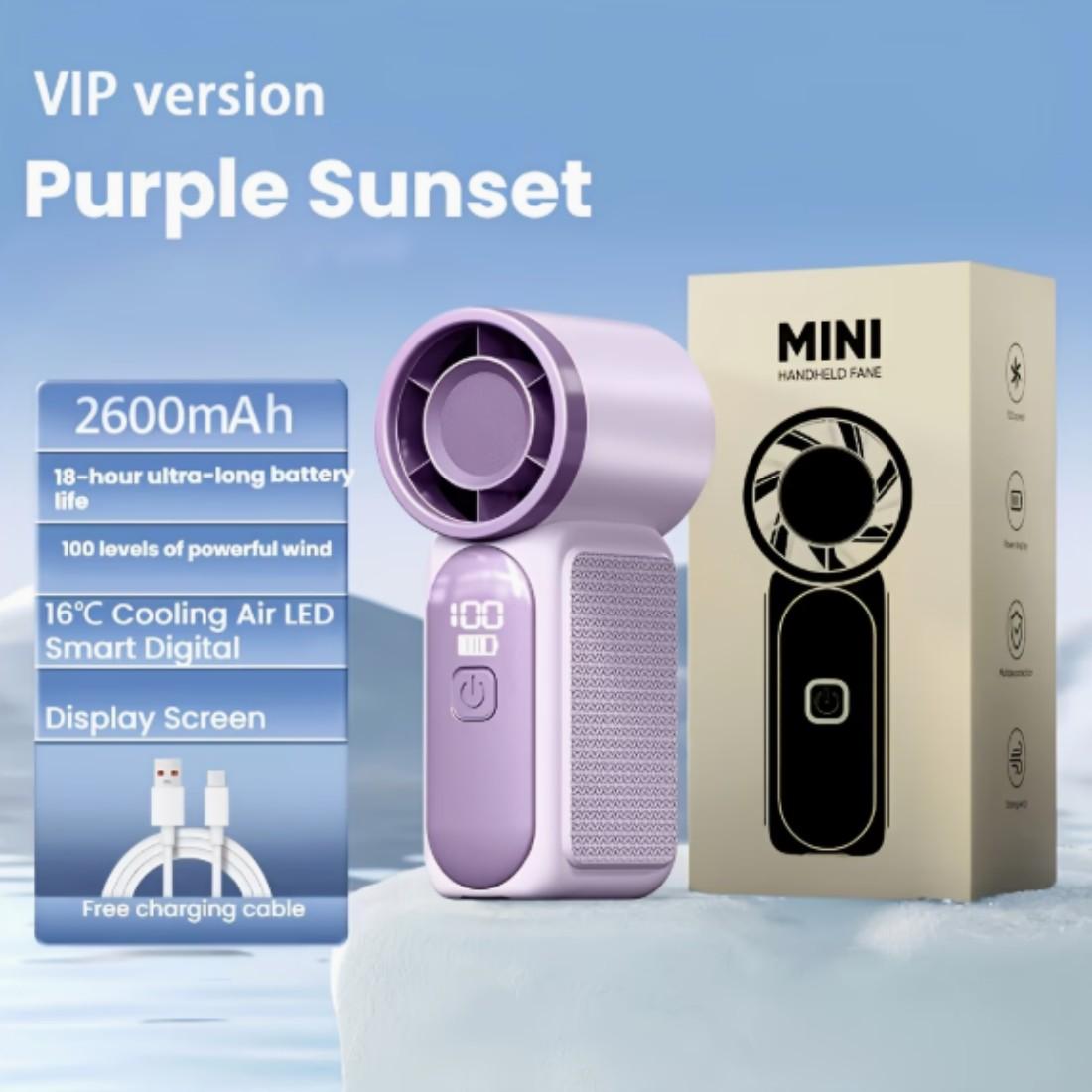 

2026 New Model High-Speed Mini Handheld Fan 100-Speed Turbo Blower USB Rechargeable Long-Lasting Portable Outdoor Cooling Fan фіолетовий