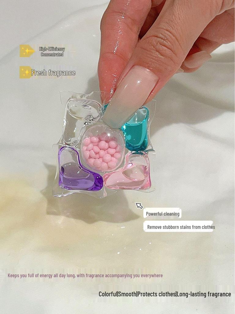 Geli Jing Giant 5D Freesia Laundry Pods: Concentrated Detergent, Large Capacity, Stain Removal, Long-lasting Fragrance