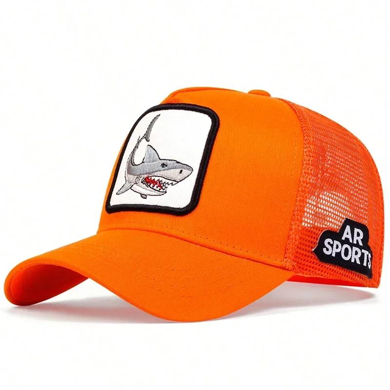 Unisex Shark Patch Embroidery Baseball Net Caps Spring Summer Outdoor Sunscreen Hat Adjustable Casual Trucker Hats