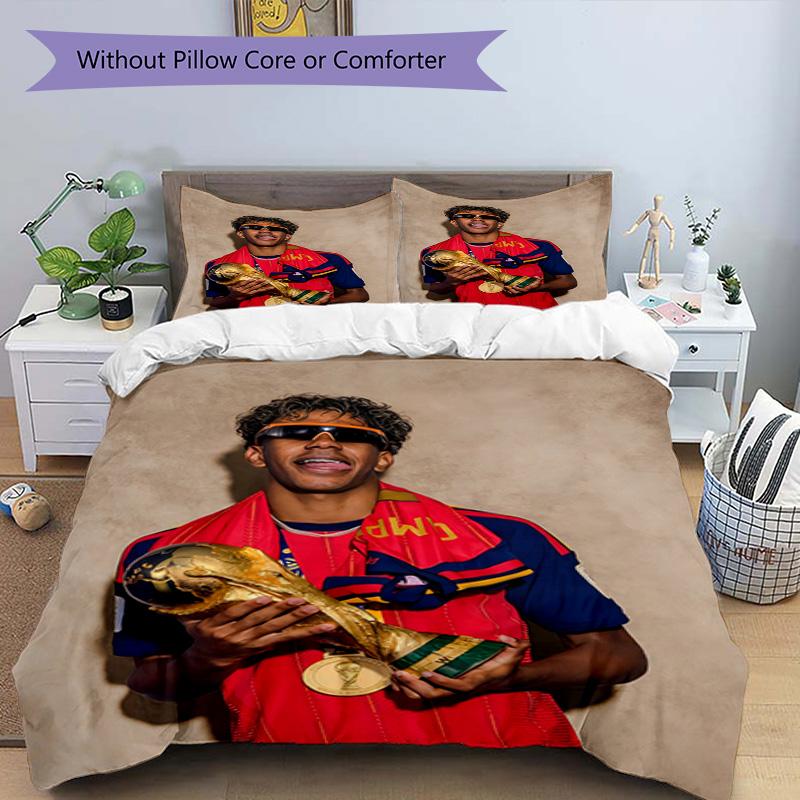 Lamine Yamal Fcb World Cup Champion Bedding Set,Premium Bed Linen for Bedroom Home Decoration,Perfect Collectible Gift for Messi Fans,Easy Care Duvet 