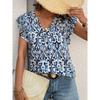 Summer Bohemia Style Short Sleeve Pullover Shirt Women 2025 Fashion Loose Pullover V-neck Ruffle Sleeve Top Women