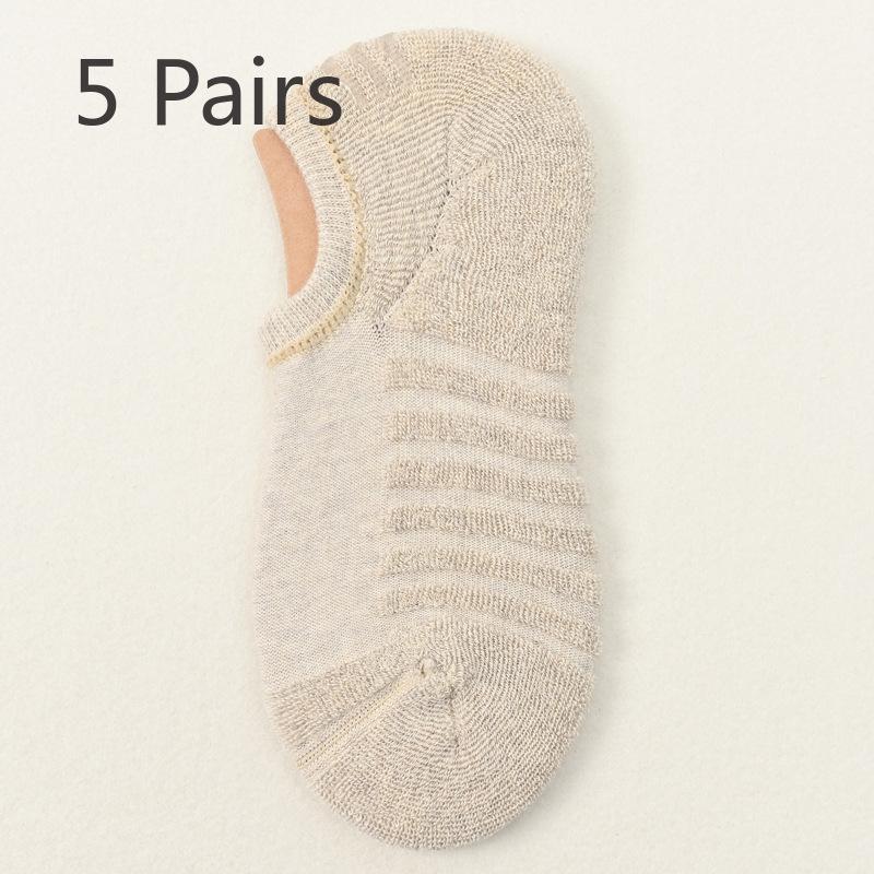 

5 пар мужских зимних силиконовых нескользящих носков с толстым кольцом для волос, впитывающих пот, невидимых спортивных носков 5 Pairs телесный