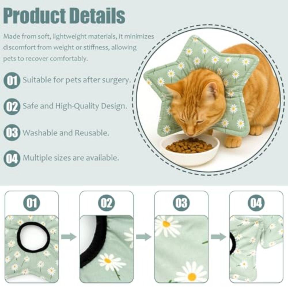 Star Shape Recovery Collar Floral Dog Muzzle Collar Pet Protection Collar  For Small Medium Pet
