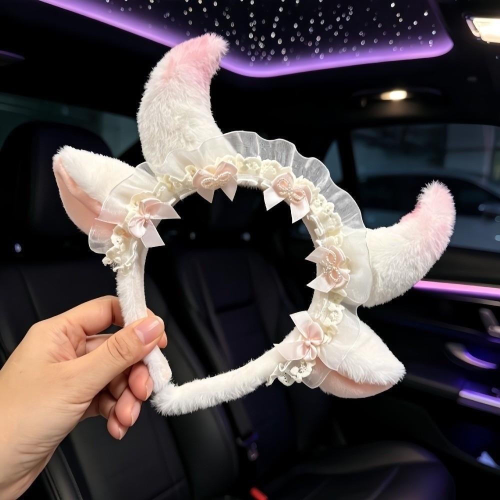Cute Animal Headdress Lace Sheep Ear Hair Hoop Fashion Plush Lamb Headband Party