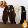 Children's Ribbed Striped Pants - Autumn & Winter Velvet-Lined Long Leg Pants for Boys & Girls