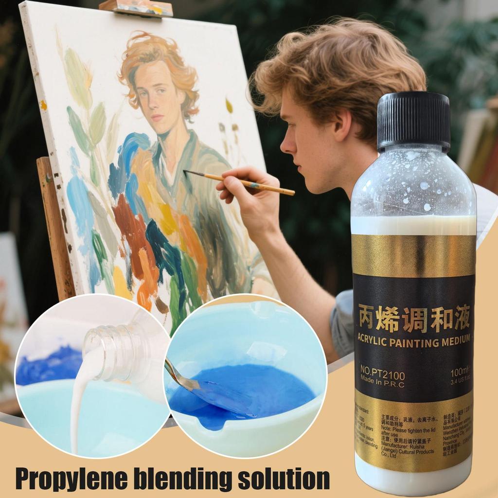 Acrylic Thinner 100ml Acrylic Fluid Medium Liquid Improver for Color Blending Palette Preparation Crafts Projects Miniatures