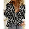 Women'S Fashion Printed Long Sleeve Collared Shirt