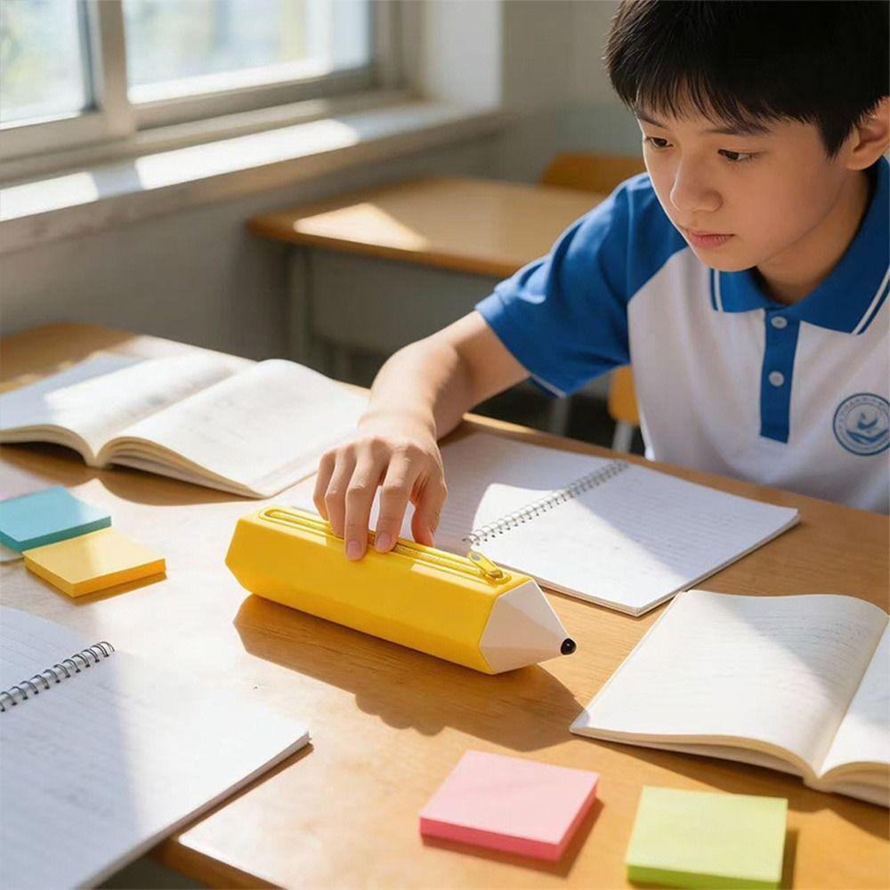Pencil Shape Pencil Case Silicone Stationery Pouch Stationery Organizer  School Office