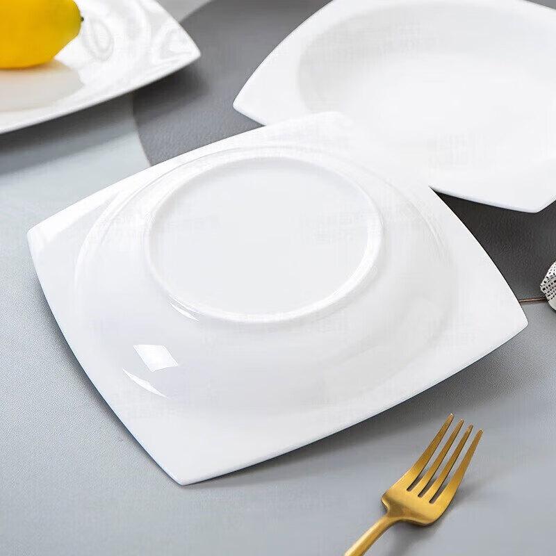 Huihuang 8-inch Pure White Square Ceramic Dinner Plate