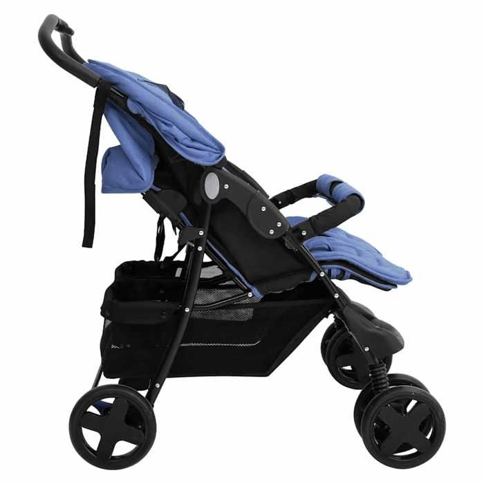 VidaXL Poussette à Deux Places Landau Pliable de Vayage Poussette de Voyage pour Tout-petit Extérieur Protection contre 10344