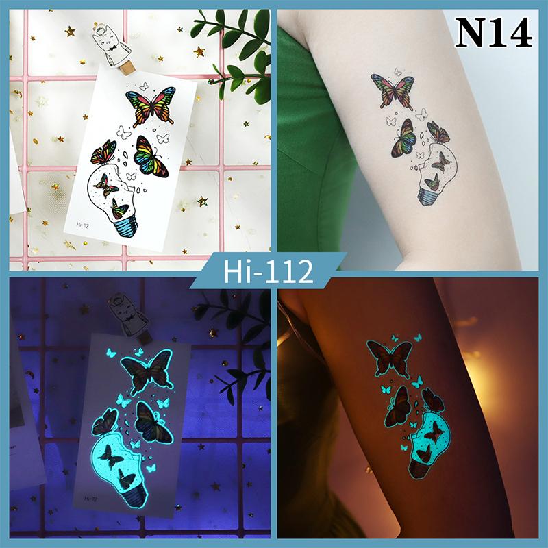 Светящаяся бабочка синяя светящаяся татуировка наклейка кемпинг водонепроницаемая временная татуировка перья одноразовая поддельная татуировка боди-арт