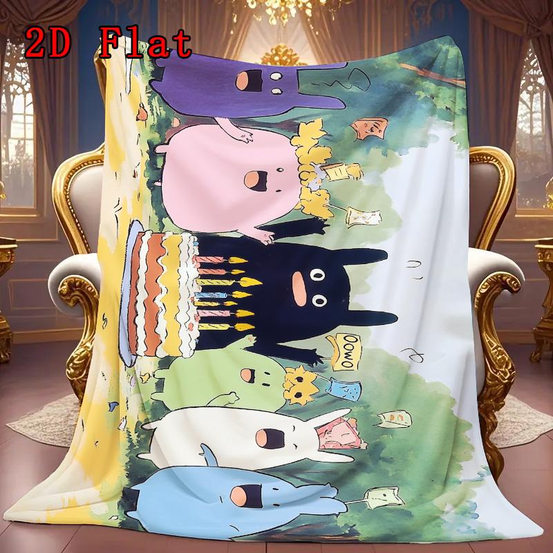 Cute Rabbit Birthday 2D Flat Pattern Flannel Blanket High quality All Seasons Warmth and Comfort Perfect for Christmas Gifts.MMT0918372