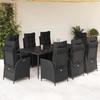 VidaXL 9-piece Garden Dining Set Black Cushions Braided Resin 3213182