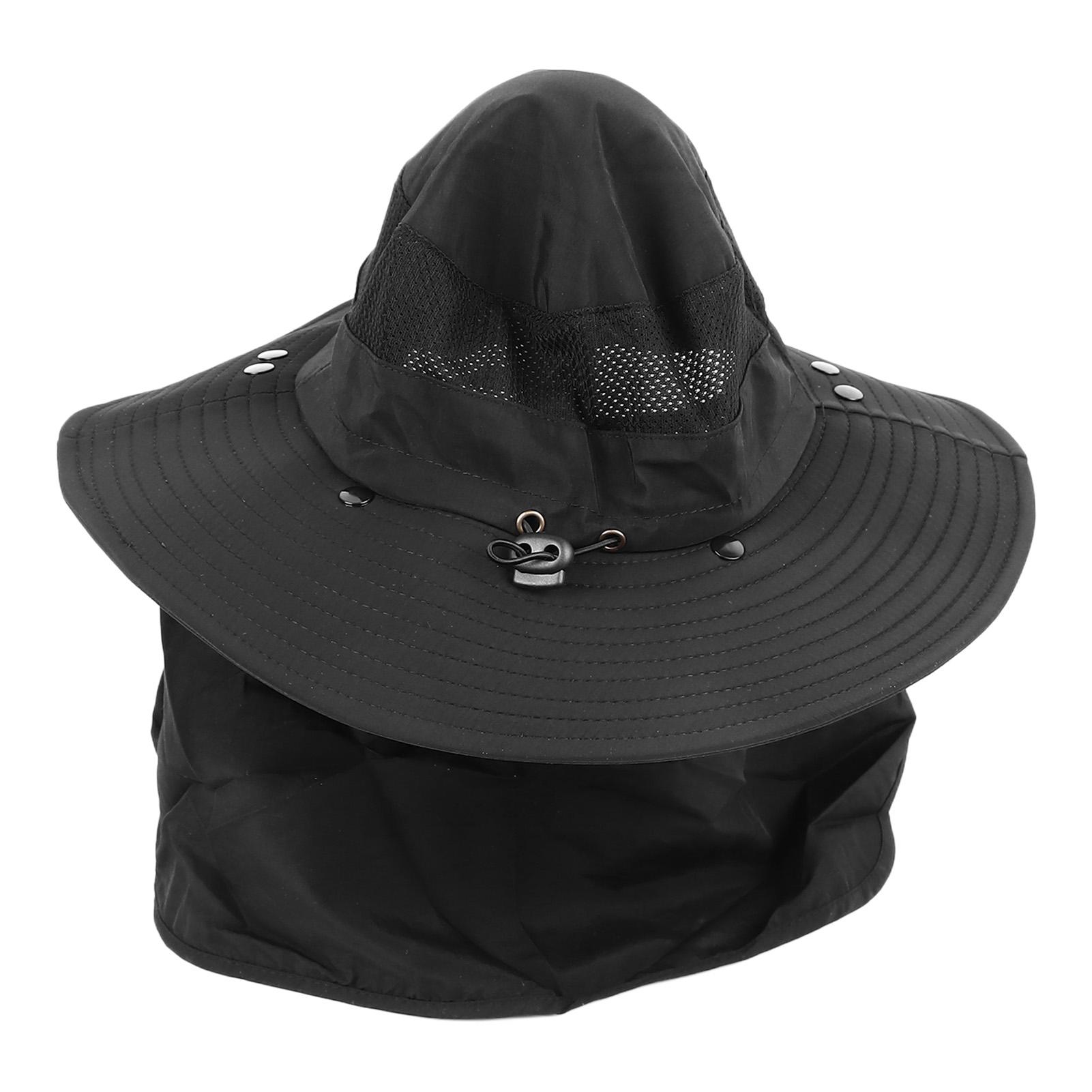 Outdoor Quick Drying Sunscreen Sun Hat Black UV Protective Sun Hat for Fishing Camping Traveling