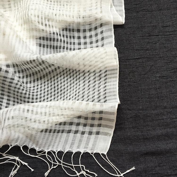 Popular Flax Plant Dyed White Scarf Summer Sunscreen Silk Silk Scarf Solid Color Cotton And Linen Shawl