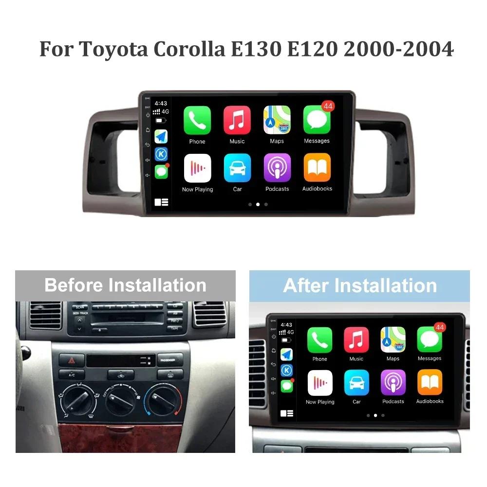 For Toyota Corolla E130 E120 2000-2004 Car Multimedia Stereo Navigation 4G GPS Auto Carplay Android 13 Touch Screen 2 Din Radio