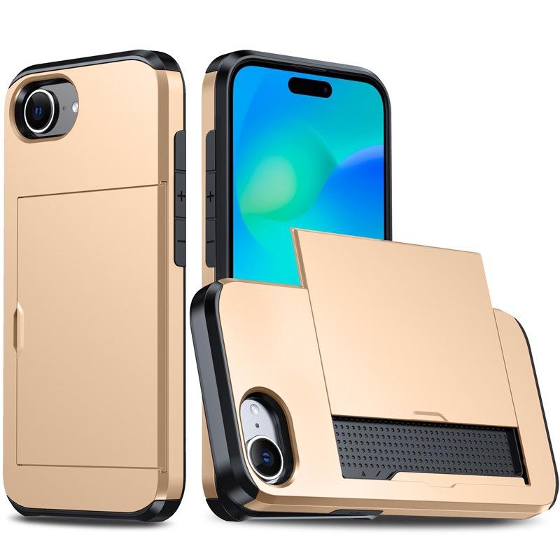 Applicable To IPhone16e Mobile Phone Case Apple 15 Slide Cover Card Two-in-one Wallet 7/8Plus Protective Case SE3