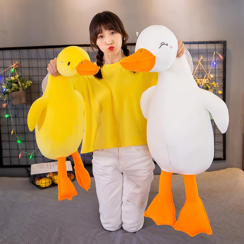 Big White Goose Plush Toy Sand Sculpture Duck Pillow Cartoon Doll Sleeping with Legs Sleeping Doll Birthday Gift