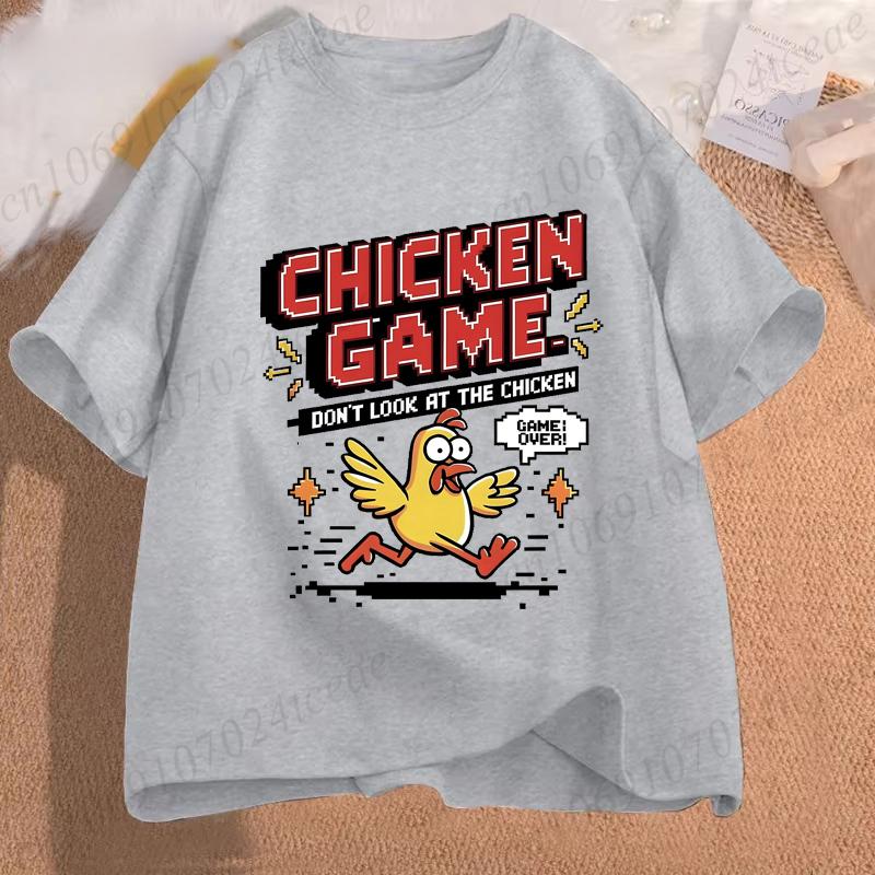 Chicken Game Dont Look At The Chicken Funny Chicken TShirt Printed Graphic T Shirt Tops Fashion Unisex Women Clothing Ropa Hombre