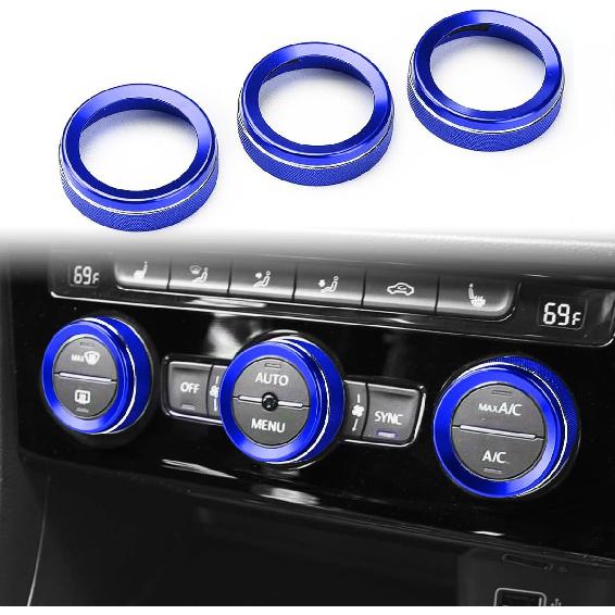 Auovo AC Knob Covers Compatible with Volkswagen VW Accessories Tiguan Taos Jetta Passat Atlas Golf R Beetle Aluminum Alloy Air Conditioning Knob