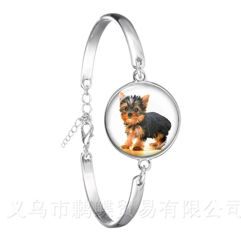 Agile Dog Bracelet French Bulldog Cocker Spaniel Look Like Cute Cuddly Silver Plated Chain Bangle Glass Dome Men Women Jewelry