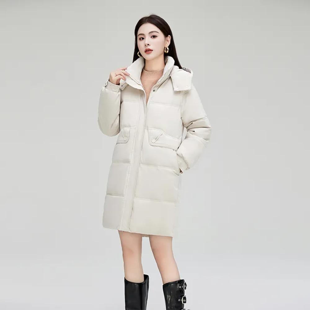 Cotton-padded Jacket Women's Mid-length Hooded Korean Winter Jacket Down Cotton-padded Jacket Thickened To Keep Warm