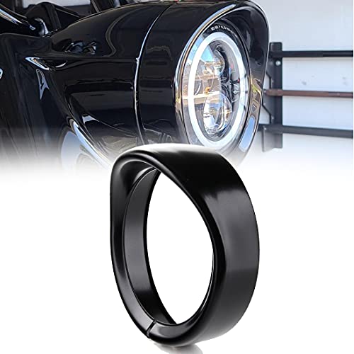 

VOSICKY 7-inch Headlight Auxiliary Trim Ring for LED Fog Lights, Easy Installation, Visor Style, Stainless Steel, Durable, Recessed, Black, Harley/Mot