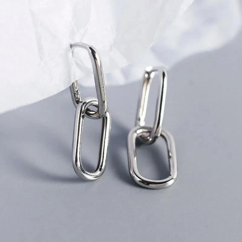 

Модные серьги-кольца с цепочкой из скрепок цвета золотой меди для женщин, панк-металл, двойной овальный круг, свадебные украшения для вечеринок, подарки