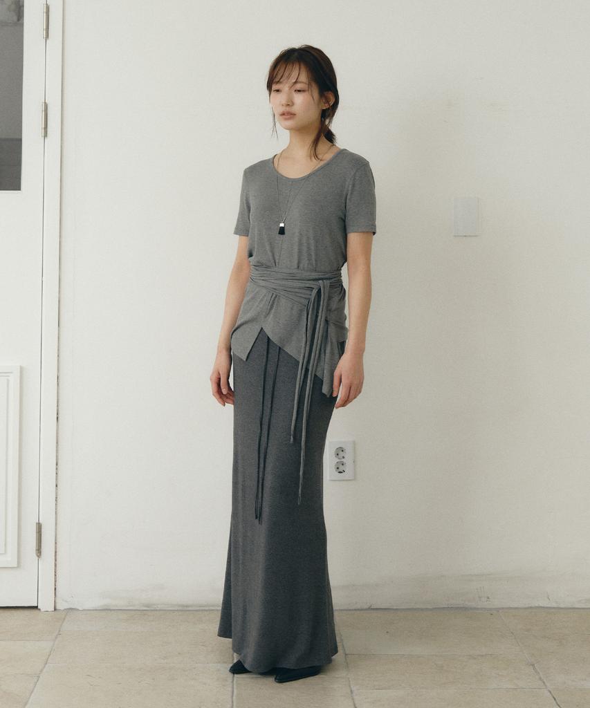 Loutaideu Drape Wrap T-Shirt [Grey]