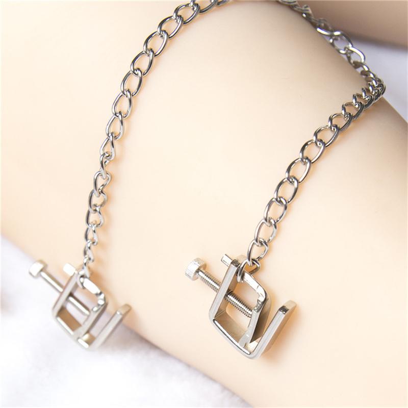 Stainless Steel Nipple Clamps Breast Clips with Chain Fetish Slave Sex Restraints Nipple Clips BDSM Bondage Sex Toys for